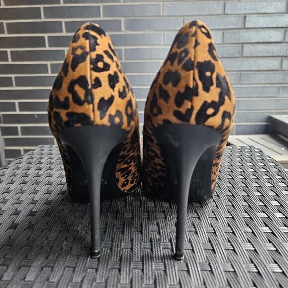 Zara Leopard Print High Heels Pointed Toe Stilettos Sexy Velvet Suede Size 37 - Picture 5 of 10